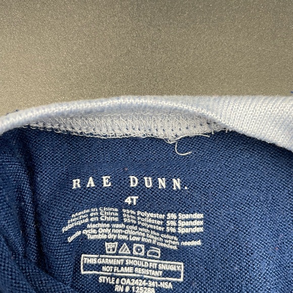 Rae Dunn 4T Boys Blue “ Dads Little Dude.” 2pc Pajama Set - Picture 2 of 7